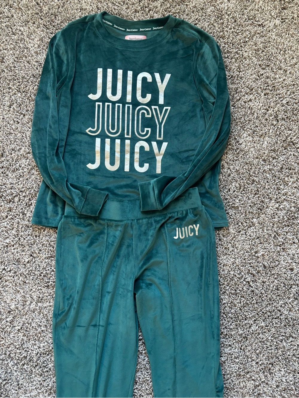 Juicy Couture Teal Velour Logo Pajama Set